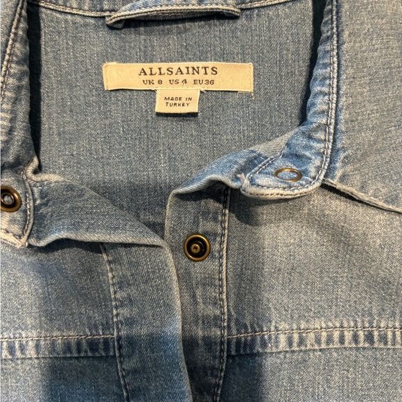 All Saints Denim Raw Hem Shirt Dress. Size 4 US. Great Condition. - Picture 5 of 6